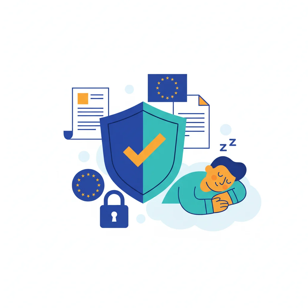 Escudo con marca de verificación representando cumplimiento normativo y tranquilidad